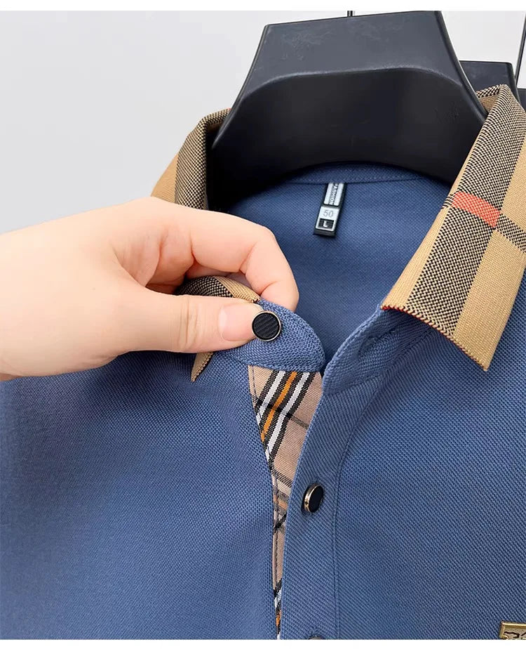 High end brand embroidered men's short sleeved pocket design polo shirt, summer new cool and breathable cotton casual T-shirt
