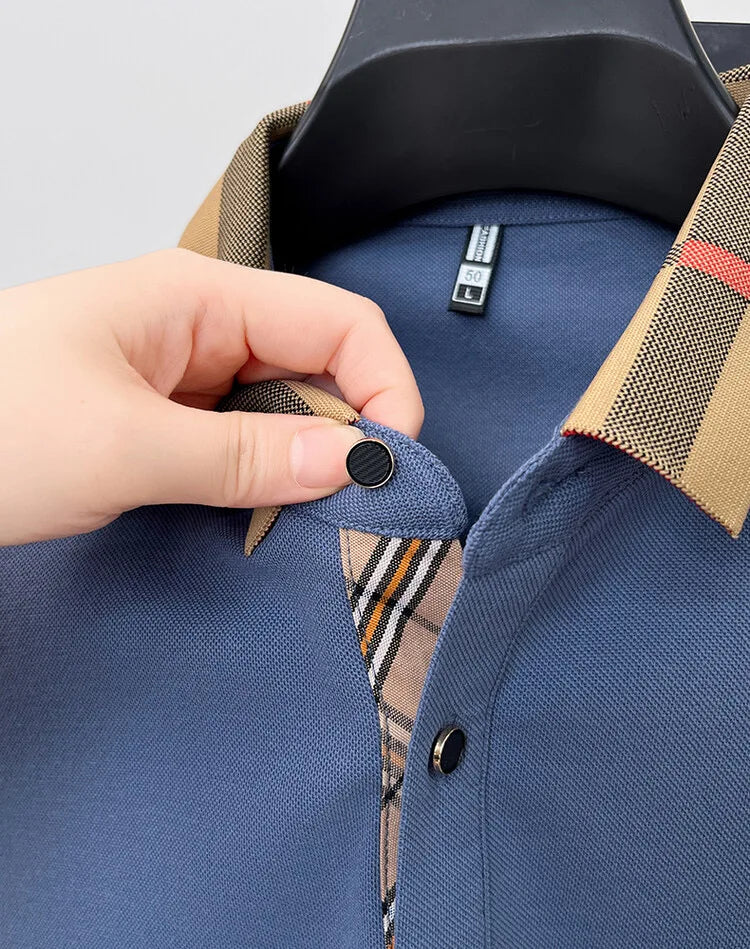High end brand embroidered men's short sleeved pocket design polo shirt, summer new cool and breathable cotton casual T-shirt