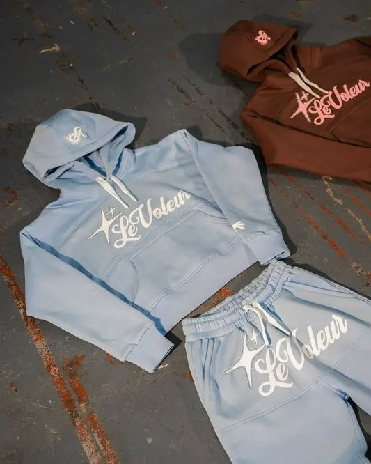 American New Two Piece Sportswear Set Men and Women Y2K Hip Hop Lettering Loose Hoodie Sweatshirt Gothic Punk Casual Sweatpants